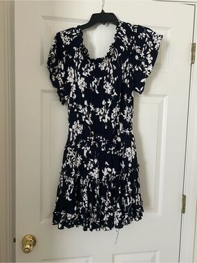 white birch Navy and White Floral Dress